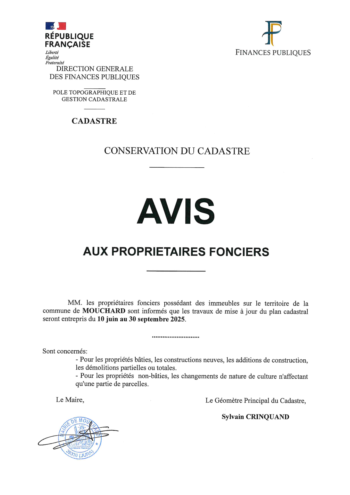 avis aux propriétaires fonciers